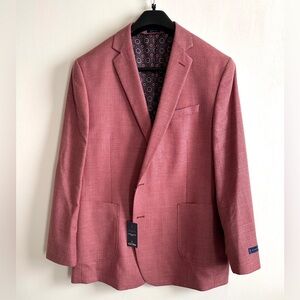 NWT Stafford Sport Coat Mens 46 R Burgundy Wool Blend Seasonal Textures $168